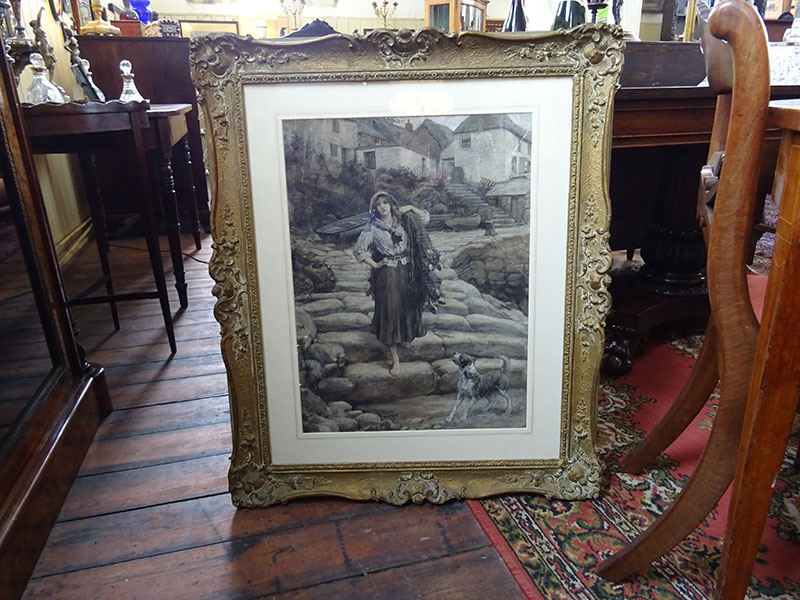 Herbert Dicksee (1862-1942) watercolour, 'The fisher girl'